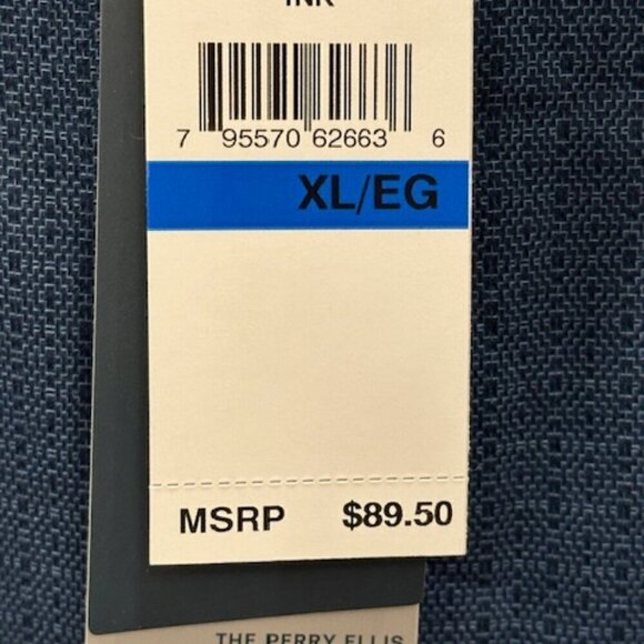 NWT!  Men's Dress Shirt Perry Ellis button down Blue Size XL - Picture 4 of 9